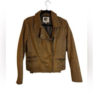 Kut From The Kloth Leopard Print Vegan Suede Moto City Jacket Size Large